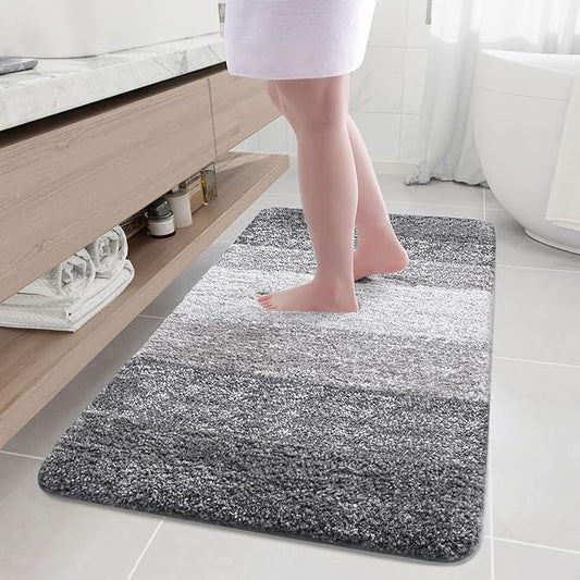 Arotive Microfiber Bathroom Rugs, Shaggy Soft and Absorbent Bath Rug, Non-Slip, Thick Plush Machine Washable Dry Bath Mats for Bathroom, Tub and Shower, 50x30, Grey