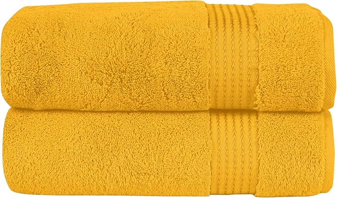 Elegant Comfort Premium Turkish Cotton 2 Pack Bath Towel Set - 27 x 54 inch, Luxurious Hotel Spa Quality 100% Turkish Cotton 2PC Bath Towel Set - Highly Absorbent - Soft Bathroom Towels, Orange