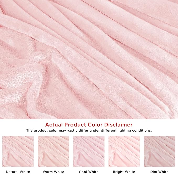 Utopia Bedding Pink Fleece Blanket King Size Lightweight Fuzzy Soft Anti-Static Microfiber Bed Blanket (90x102 Inch)