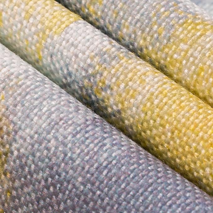 Yellow and Grey Abstract Art Placemats, Modern Art Placemats, Set of 4 Heat Resistant Non-Slip Artwork Dining Placemats, Washable Place Mats for Home Kitchen (Yellow and Grey, 18"X12")