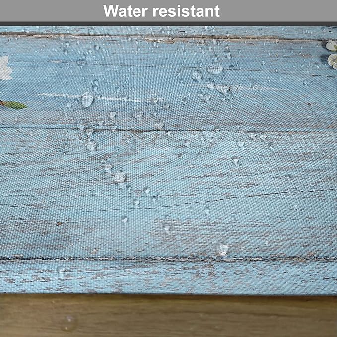 Ambesonne Rustic Place Mats Set of 4, Branch Blooming Warm Season Flowers on Wooden Fragility of Spring, Washable Fabric Placemats for Dining Table, Standard Size, Blue