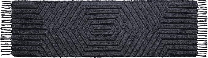Boho Runner Rug 2x6' Washable Kitchen Rugs with Tassels Indoor Farmhouse Rugs for Bedroom Aesthetic Tufted Rug for Laundry Room Doorway Living Room_Dark Grey