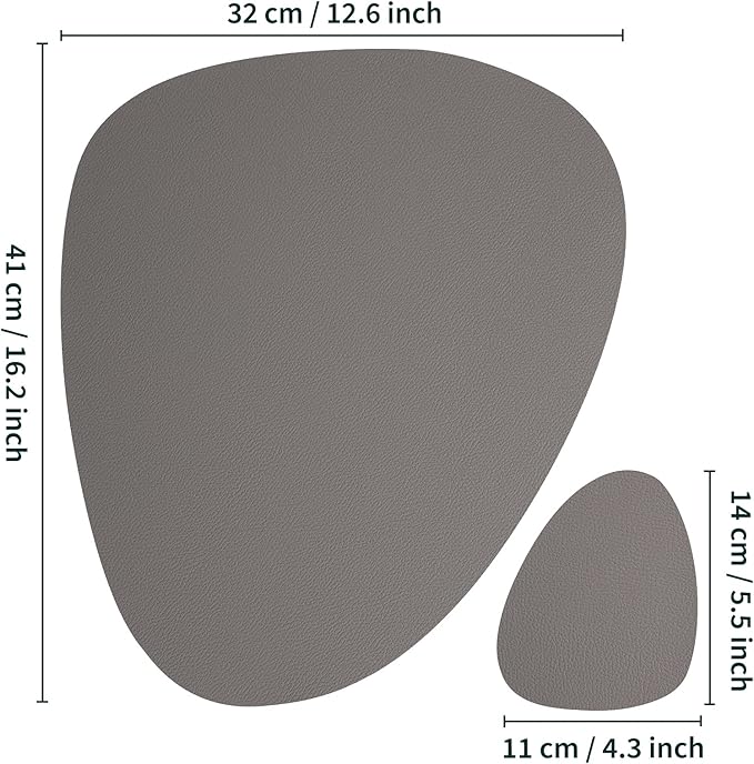 Myir JUN Placemats, Dual-Sided Placemats Waterproof Faux Leather Placemats Set of 4 Place Mats and Coasters Non-Slip Washable Table Mats for Dining Table (Gray Pink, Set of 4)