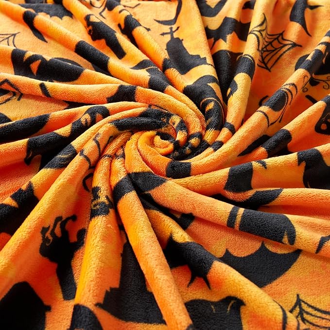 Joiedomi Halloween Throw Blanket Bats Soft Plush Cozy Flannel Halloween Blanket Decoration for Party Sofa Bed Living Room 50"x60"