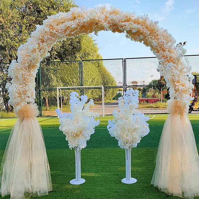 Pusuny Artificial Faux Cherry Blossom Branches Decor, 35 Inch for Tall Floor Vase Used as Wedding Home Decoration, Fake Flowers for Dinner Table Centrepiece, Champagne, 5PCS