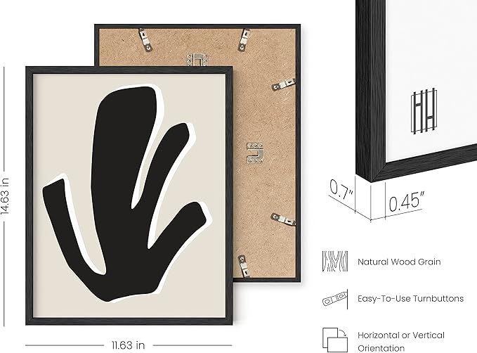 HAUS AND HUES Abstract Art Wall Decor - Set of 6 Modern Art Gallery Display, Abstract Minimalist Wall Art, Mid Century Modern Artwork, Modern Art Wall Decor Neutral Art (Black Frame, 11x14)
