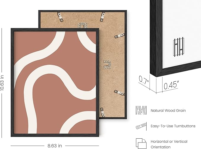 HAUS AND HUES Boho Pictures Wall Decor - Mid Century Modern Wall Art, Neutral Aesthetic, Botanical Wall Art Framed, Coral Artwork Wall Decor, Gallery Wall Frame Set (Framed Black 8x10)