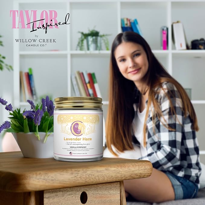 Taylor Inspired Lavender Haze Candle - Long Lasting Soy Wax Candle Gift Set for Taylor Fans - Luxury Scented Candles for Taylor Parties, Home, Birthday Candle - 5 Fragrances (8oz)