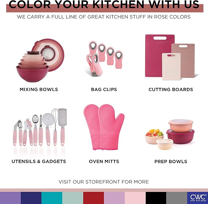 COOK WITH COLOR Food Clips - Wide Heavy Duty Chip Clips, Large Bag Clips for Food Storage with Air Tight Seal Grip, Pack of 8, Pink