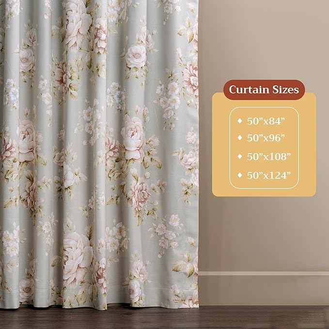 Maison d' Hermine Curtains for Living Room 100% Cotton 124 inch Length One Panel Light Filtering Curtains for Bedroom Windows with Rod and Loop Pockets Drapes (Newburry Pewter, 50" W x 124" L)