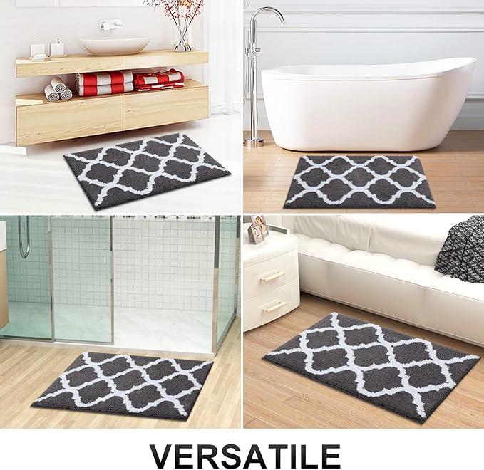 OLANLY Bathroom Rugs 71x24, Soft and Absorbent Microfiber Bath Rugs, Non-Slip Shaggy Shower Carpet, Machine Wash Dry, Bath Mats for Bathroom Floor, Tub and Shower, Dark Grey