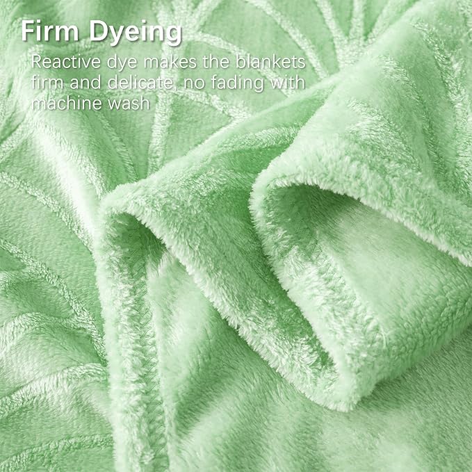 Whale Flotilla Flannel Fleece Queen Size Blanket for Bed, Soft Fluffy Velvet Bedspread Coverlet with Decorative Vintage Pattern for All Season, Warm and Lightweight, 90x90 Inch, Light Green