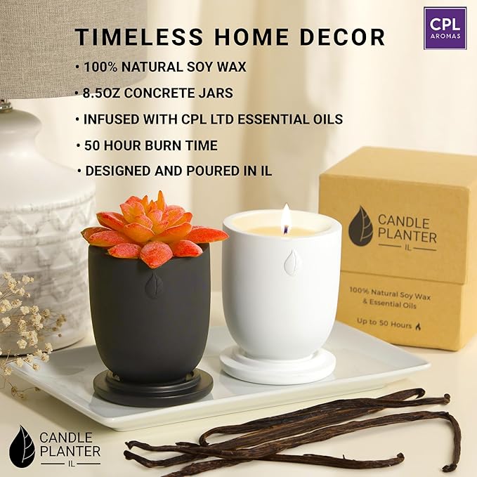 Matani Concrete Cement Candle Planter - Aromatherapy, Soy Candle & Dual Purpose Jar Candles, Strong Gift Candles - Grey Lavender