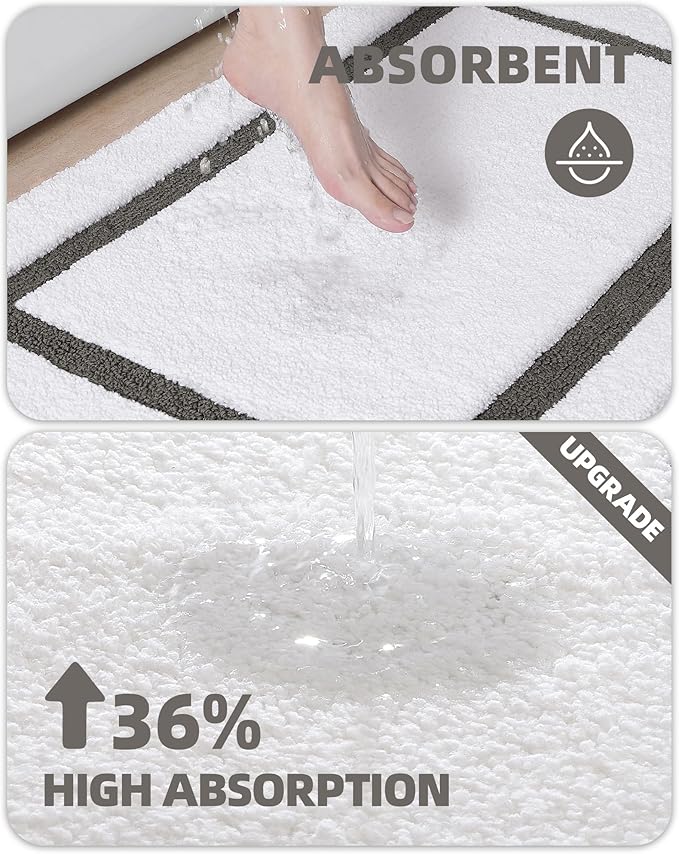 Color&Geometry Bathroom Rugs, Water Absorbent and Quick Dry Microfiber Bath Rugs-24"x43", Non-Slip, Machine Washable, Extra Soft Plush Bath Mats for Bathroom, Laundry Room, Shower and Tub