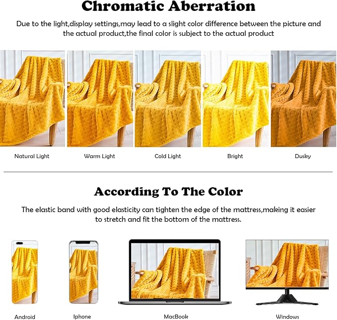 NEWCOSPLAY Super Soft King Blanket Yellow Premium Silky Flannel Fleece 3D Waffle Checkered Lightweight Bed Blanket All Season Use (Mustard Yellow, King(90"x110"))