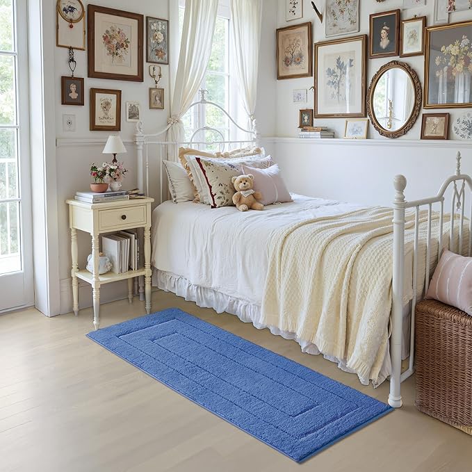 GRANNY SAYS Blue Bathroom Rugs Non Slip, 24" x 59", Large Bathroom Rugs Washable, Bath Rugs for Bath, Absorbent Bath Mats for Floor, Absorbent Shower Rug, Microfiber Bath Mat for Tub