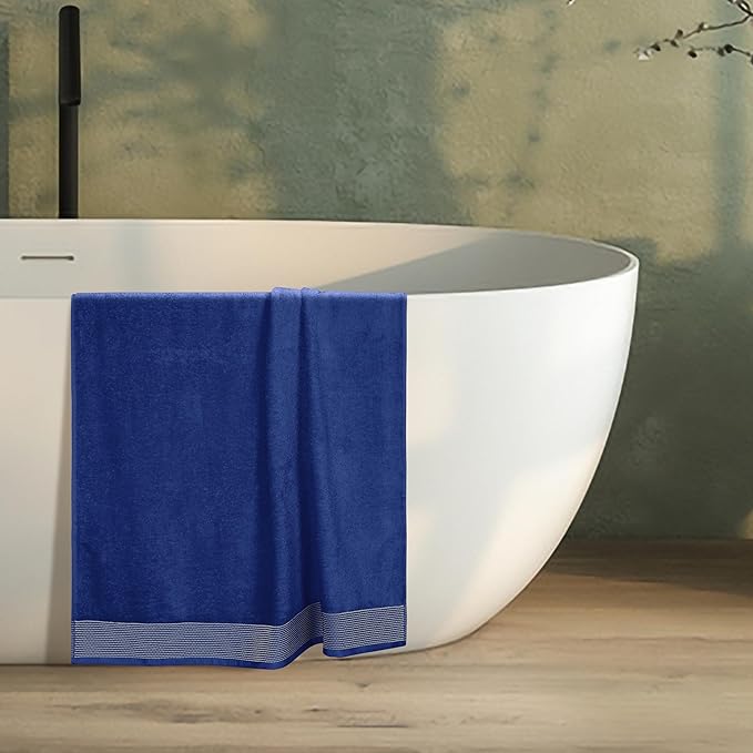 Belizzi Home Cotton 2 Pack Oversized Bath Sheet 35 x 70, Large Bath Sheet, Ultra Absorbent, Compact, Eco-Friendly and 100% Recyclable, Quick Drying and Lightweight Towel - Navy Blue