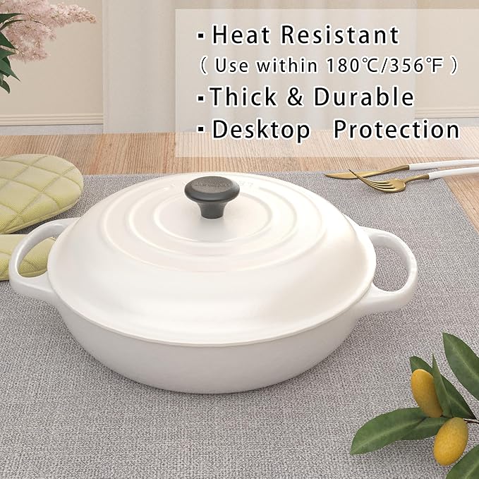 Set of 4 Round Placemat 15 Inch Soft Linen eco-Friendly Fabric Handcrafted Machine Washable Indoor & Outdoor Tablemat Beige