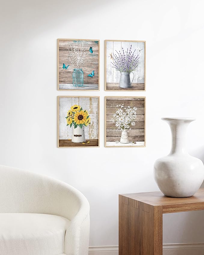 HAUS AND HUES Farmhouse Bouquets Set of 4-16x20