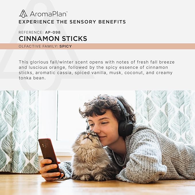 Aromaplan Hotel Scents Cinnamon Sticks 5 Fl Oz (148ml), Luxury Home and Hotel Fragrance Diffuser Oil for Aromatherapy - USA Made, Bigger Bottle, Bolder Aroma & Longer Lasting