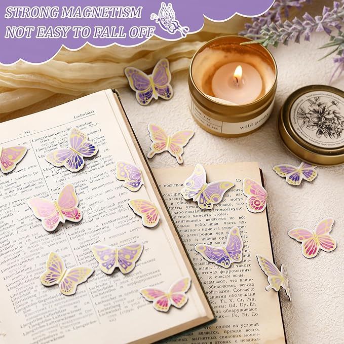 TaoBary 40 Pieces Butterfly Magnetic Bookmarks Cute Magnet Page Markers Bulk Foldable Page Clips for School Students Teachers, Book Lovers, Classroom Gifts, Women Office Reading(Novel)