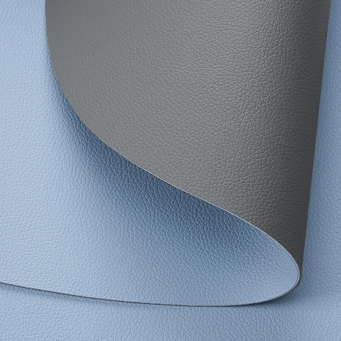 Myir JUN Placemats, Dual-Sided Placemats Waterproof Faux Leather Placemats Set of 6 Place Mats and Coasters Non-Slip Washable Table Mats for Dining Table (Gray Sky Blue, Set of 4)