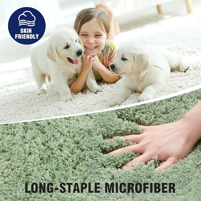 TECHMILLY Super Soft Shaggy Bathroom Rugs, Absorbent Thick Non Slip Microfiber Bath Rugs, Quick Dry Machine Washable Bath Mat for Bathroom Floor, Bathtub and Shower 20"x32"