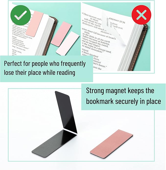 Mr. Pen Magnetic Bookmarks - 12 Pack, Aesthetic Bookmark Clips for Women, Men & Kids