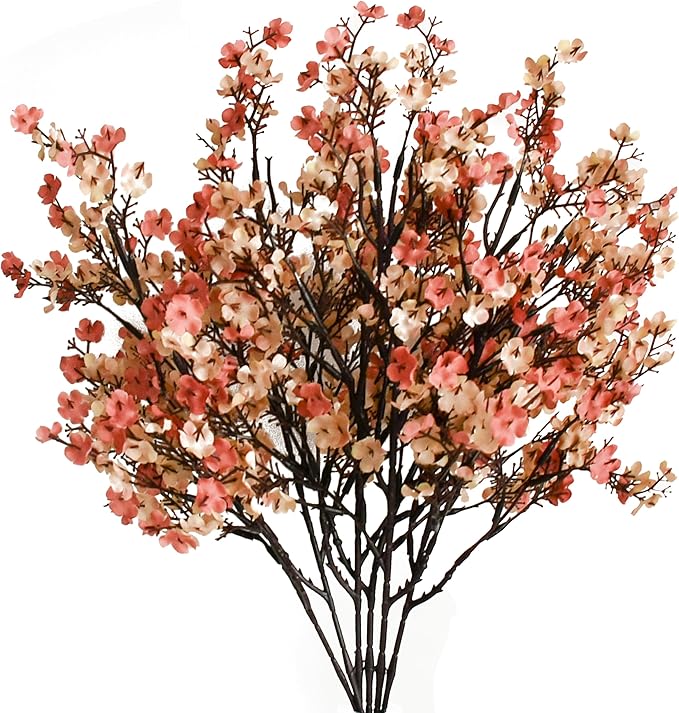 Mandy's Beige Brown Artificial Baby’s Breath Flowers 6 Bundles Silk Gypsophila with Bendable Stems for Fall Centerpiece Wedding Decor and Table Arrangements