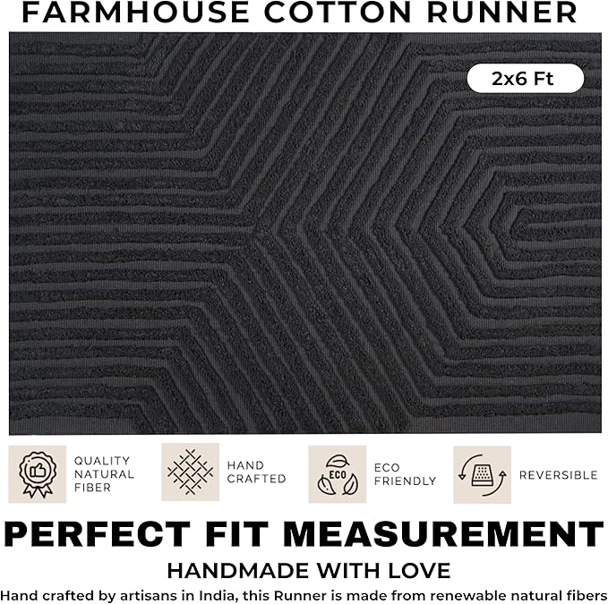 Boho Runner Rug 2x6' Washable Kitchen Rugs with Tassels Indoor Farmhouse Rugs for Bedroom Aesthetic Tufted Rug for Laundry Room Doorway Living Room_Dark Grey