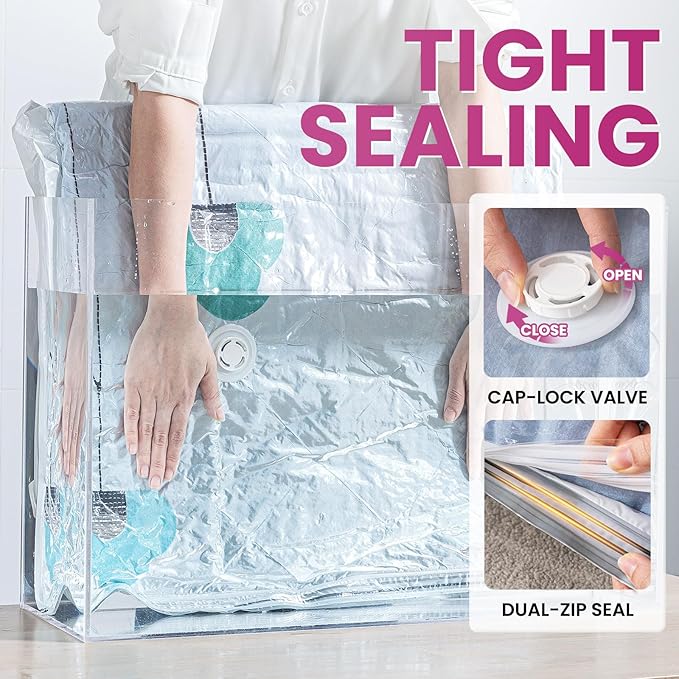 TAILI 8 Pack Vacuum Storage Bags for Comforter and Blankets, XXL Jumbo Vacuum Seal Bags for Bedding (47x39 Inch), Huge Space for Toy, Bedding, Pillows, Save More Closet Space