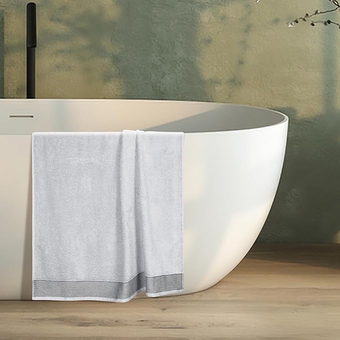 Belizzi Home Cotton 2 Pack Oversized Bath Sheet 35 x 70, Large Bath Sheet, Ultra Absorbent, Compact, Eco-Friendly and 100% Recyclable, Quick Drying and Lightweight Towel - Light Grey