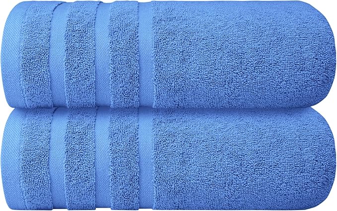Infinitee Xclusives 100% Cotton Luxury Bath Towels Set of 2 (27x54 Inches), Soft, Absorbent, Quick Dry, Perfect Towels for Bathroom, Gym, Spa & Hotel |Eloquent Blue|