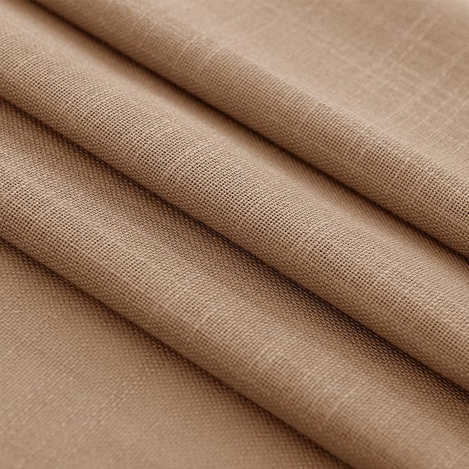 Brown Curtains for Living Room Back Tab Modern Farmhouse Semi Sheer Curtains 84 inches Long 2 Panels Set Muted Neutral Window Curtain for Dining Room Bedroom 52x84