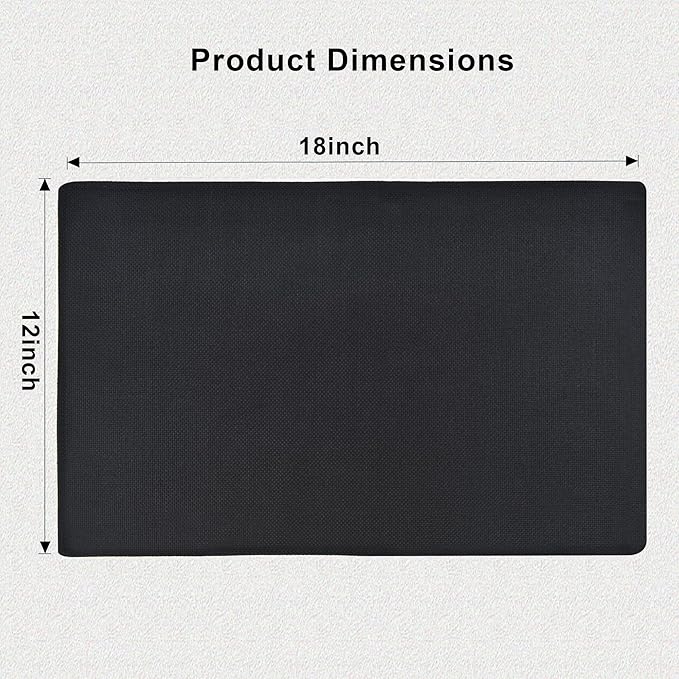 Black Cloth Placemats Set of 6 - Double Thickened Easy to Clean Linen Style Fabric Placemats - Machine Washable Placemats- Heat Resistant Non-Slip Table Mats - 18x12 Inch (Black, 6)