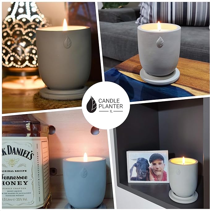 Matani Concrete Cement Candle Planter - Aromatherapy, Soy Candle & Dual Purpose Jar Candles, Strong Gift Candles - Grey Lavender