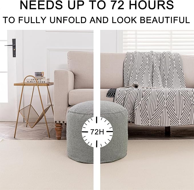 Asuprui Supportive Boucle Ottoman Foot Rest Elevate Your Living Room Decor with Lightweight Pouf Ottoman Filler and Comfort Cover Modern Foam Stuffed Poof Perfect to Rest Your Feet (Gray)