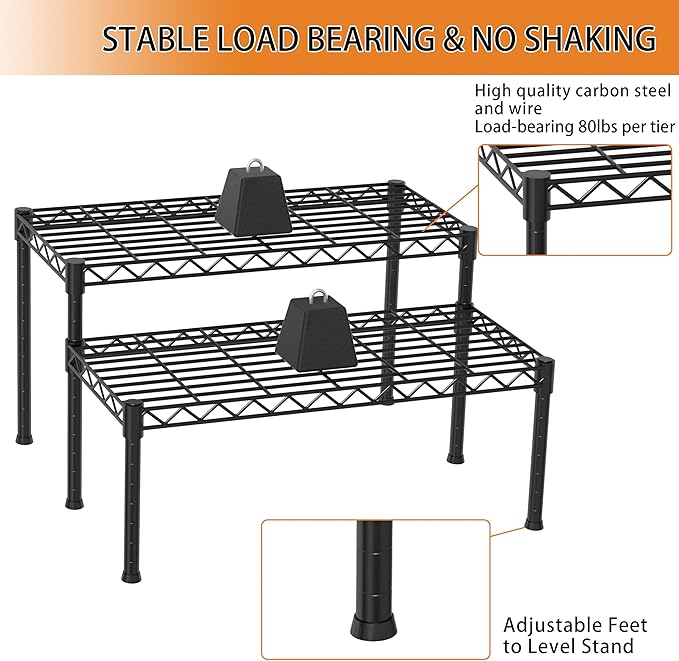 Xiofio 2 Tier Ladder Potted Multiple Plants for Indoor and Outdoor Plant Stands, Adjustable Shelves and Multifunctional Plant Racks suitable for living room balconies and gardens,(Black)