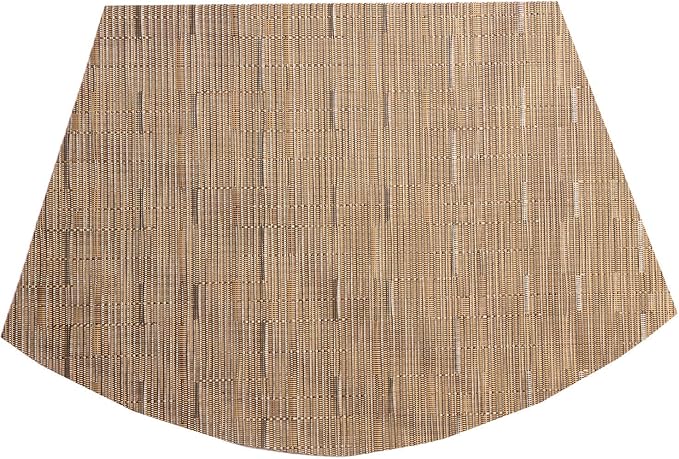 SHACOS Round Table Placemats Wedge Placemats Set of 8 Woven Vinyl Curved Table Mats Washable Indoor Outdoor (8, Tan)