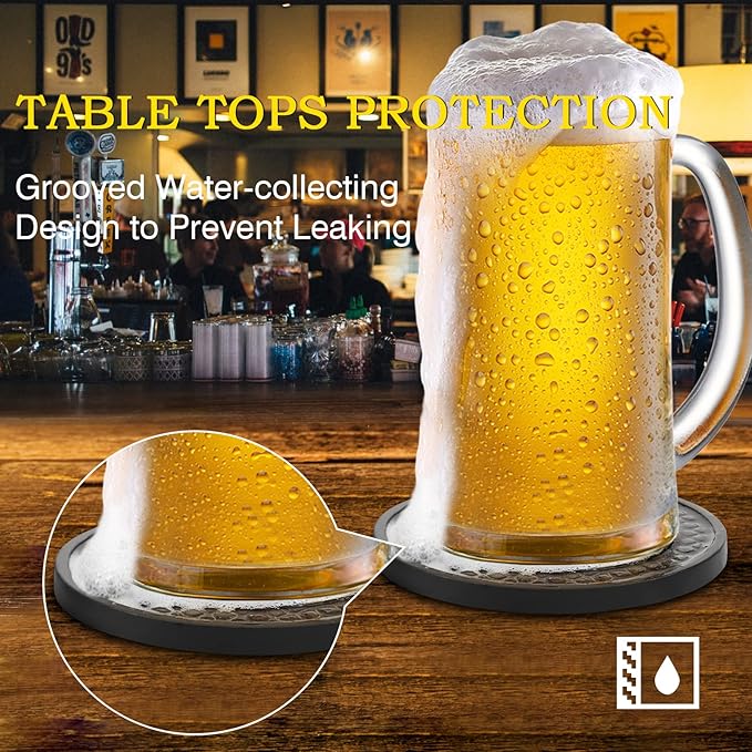 Soft Drinks Coasters Set - Absorbent Cup Mat - Kitchen & Coffee Table Decor (Diamond, 6Pack-Black)