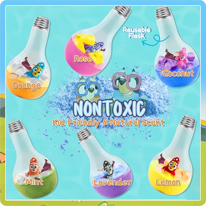 Blue Heeler Bath Bombs for Kids With Toys Inside - Scientific Bath Toys for Dry Skin Moisturize, Dried Rose Petals With Eruption of Foams - Kid Gift Set