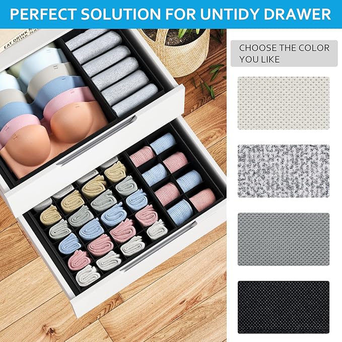 Drawer Organizers for Clothing, Sock Organizer for Dresser Drawer Organizer, Foldable Underwear Organizer for Drawer, Panty Clothing Closet Organizers, Black, Set of 4