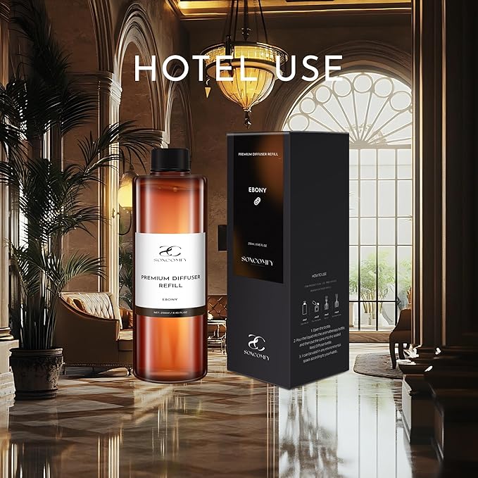 Diffuser Oil Luxury Essential Oils for Diffuser Refill & Air Freshener,Long-Lasting Natural Home Fragrance and Hotel Scent for Diffusers - 8.45 Fl.oz(250ml), Ebony