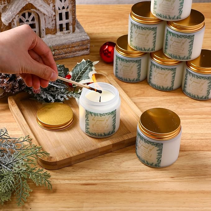 Coume 10 Set Christmas Employee Appreciation Gifts Candles 3.5 oz Christmas Scented Candles Bulk Thank You Gifts Soy Wax Jar Candle for Coworkers Teacher Volunteers(May You Be Proud)