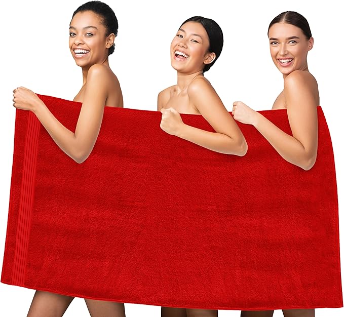 Elegant Comfort Premium Turkish Cotton 1 Piece Jumbo Bath Towel - 35 x 70 inch, Luxurious Hotel Spa Quality 100% Turkish Cotton Large Bath Towel - Highly Absorbent - Soft Bathroom Towel, Red
