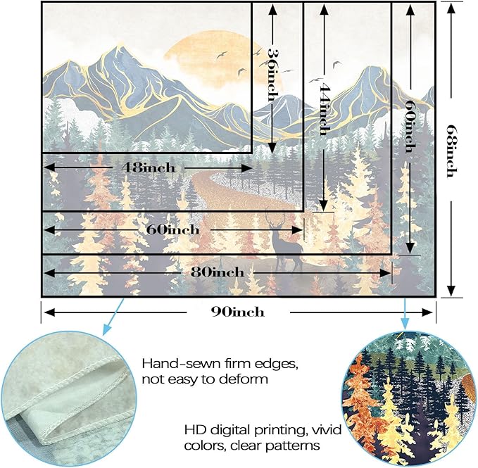 Kanuyee Boho Mountain Tapestry Sunset Landscape Wall Tapestry, Nature tapestries for Bedroom Ceiling Tapestries Wall Hanging for Bedroom Living Room Wall Decor Mountain-2 44"x60"