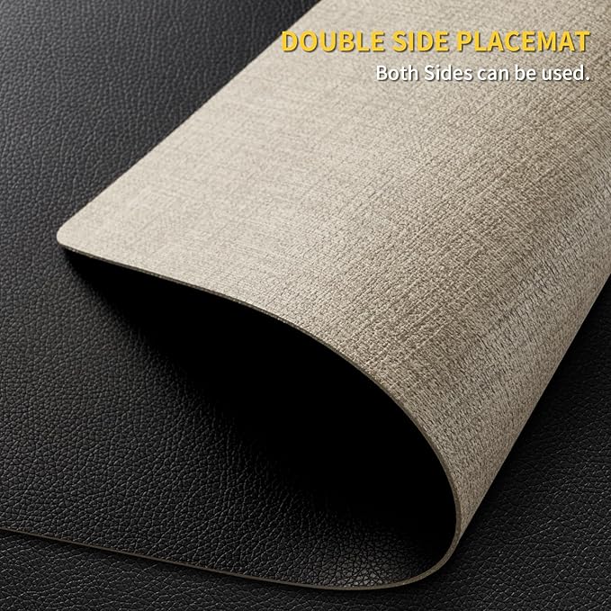 Placemats Set of 8 with Coasters Dual Sided Heat Stain Resistant Place Mats Faux Leather Table Mats Non-Slip Waterproof Oil-Proof Washable Wipeable Table Placemats for Dining Patio Table Kitchen