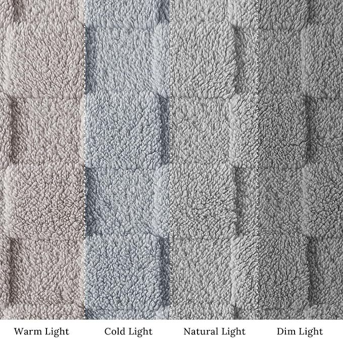 Exclusivo Mezcla Fleece Throw Blanket for Couch,Super Soft and Warm Lightweight Checkered Pattern Blankets for All Seasons, 50x60 Inches, Light Grey
