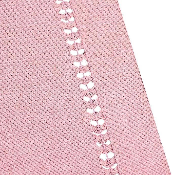 Grelucgo Handcrafted Solid Color Dining Table Placemats, Double-Hemstitched (Pink, 12 x 18 Placemats (Set of 4))