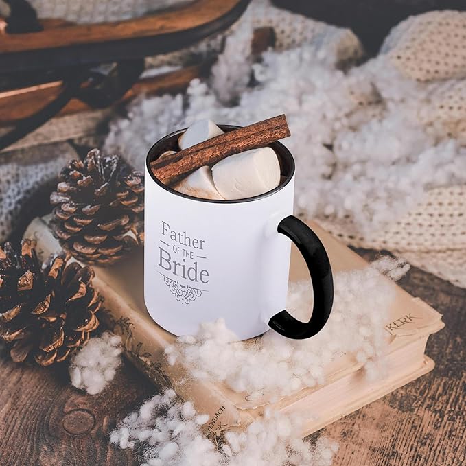 3dRose Father Of The Bride In Silver Mug, 11 oz, Black
